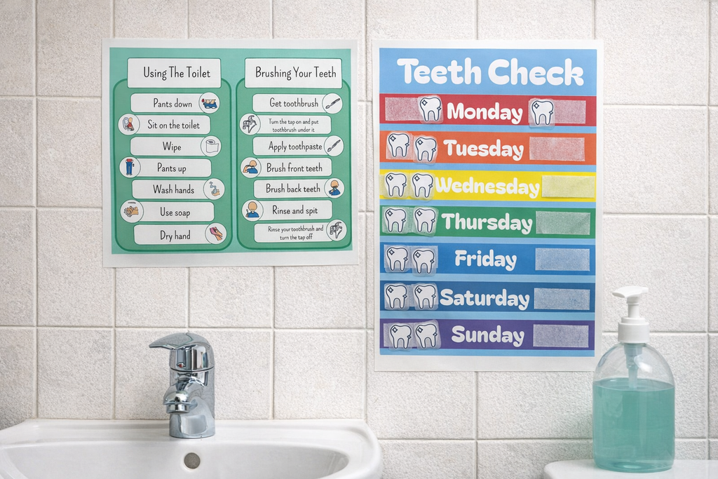 A4 Bathroom Sequencing Posters