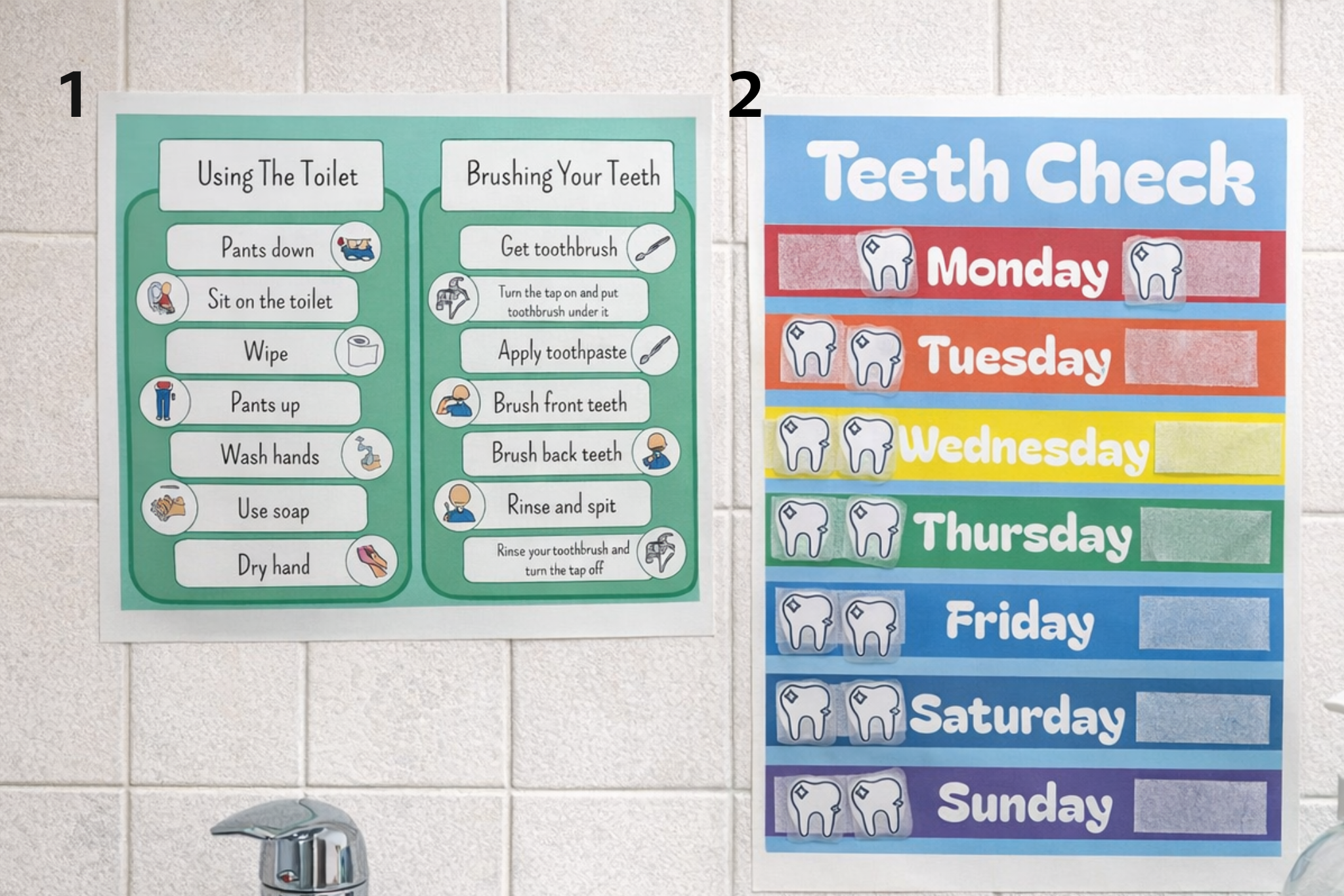 A4 Bathroom Sequencing Posters